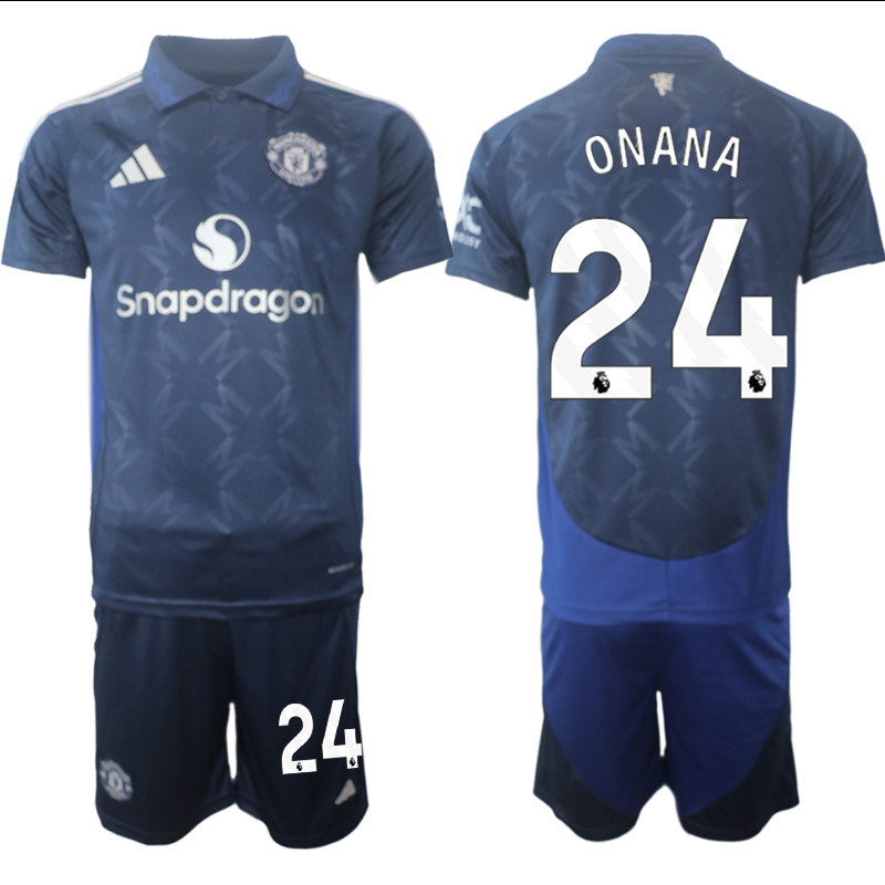 Men 2024-2025 Club Manchester United away blue 24 Soccer Jersey